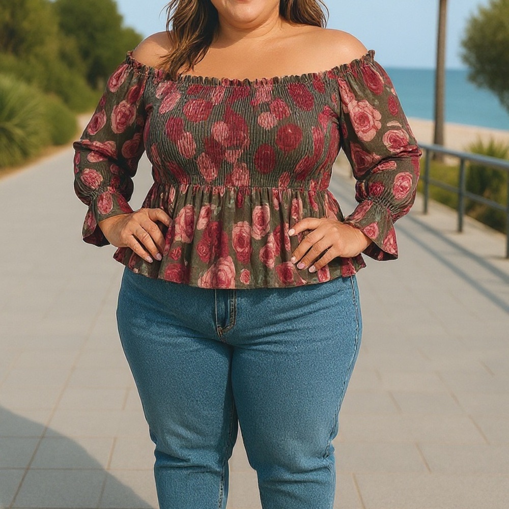 Torrid 🌸 4X Off-Shoulder Floral Blouse NWT